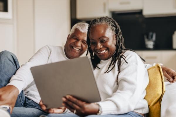 Couple using computer